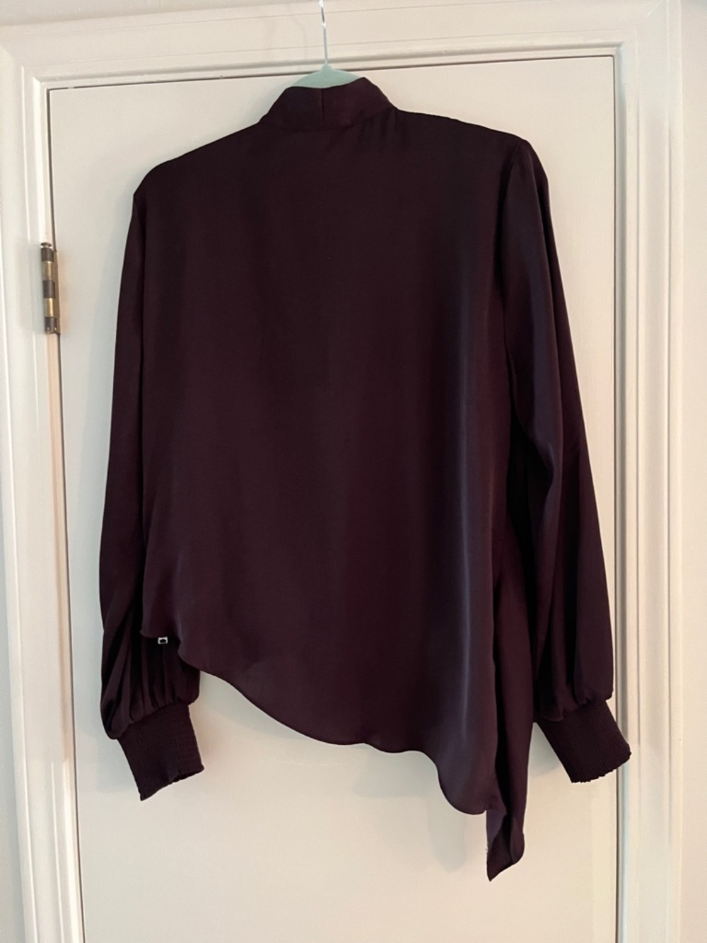 AllSaints Abi Long Sleeve Draped Asymmetrical Top in Port Purple. size 8. NWT. - Picture 12 of 12